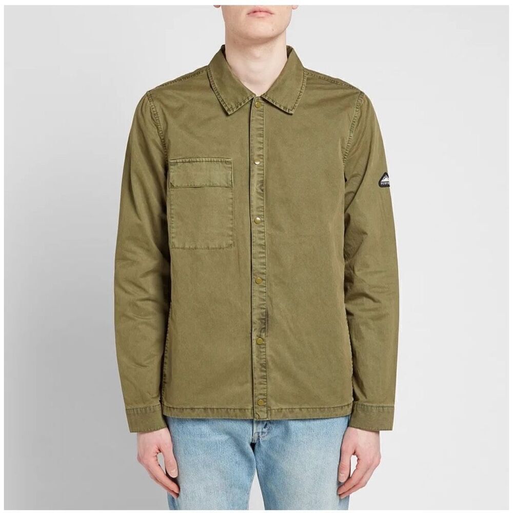 Penfield Men’s Blackstone Olive Green Cotton Twill Snap Closure Shirt Jacket